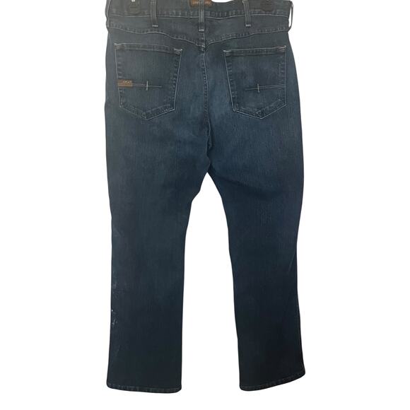 ARIAT REBAR M5 STRAIGHT SLIM HI-RISE DISTRESSED JEANS, MENS, 35X32, DENIM BLUE - Picture 4 of 12